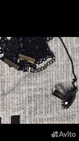 Браслет кружевной с кольцом на цепи