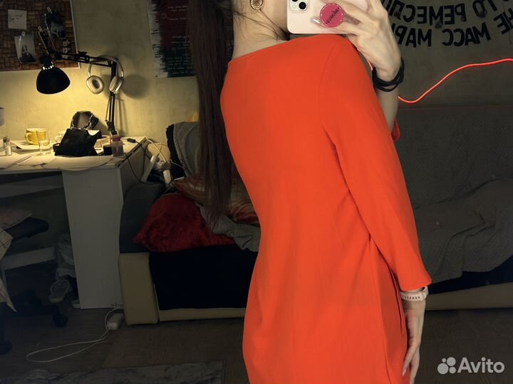 Платье коралловое красное женское