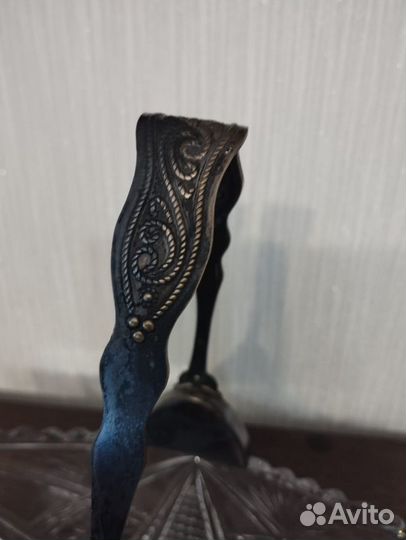 Хрустальная ваза ладья.ссср,ручка мельхиор