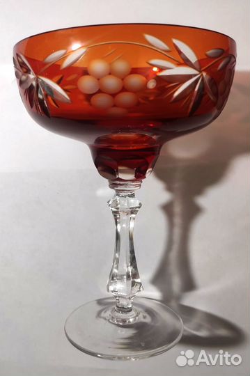 Ваза конфетница цветной хрусталь 70-е