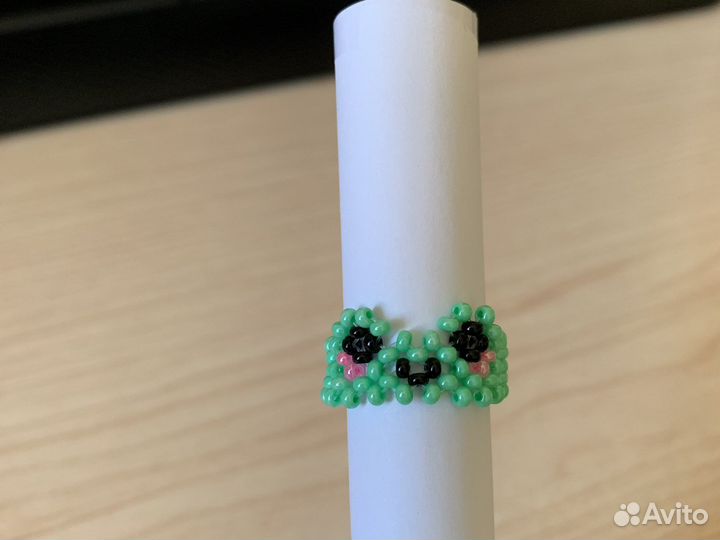 Кольцо из бисера «лягушка» на заказ