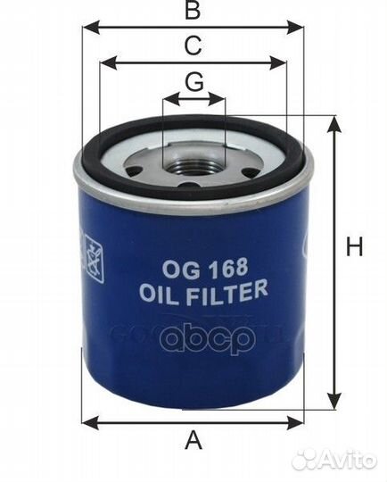Фильтр масляный MB OM607/renault K9K 12- OG168