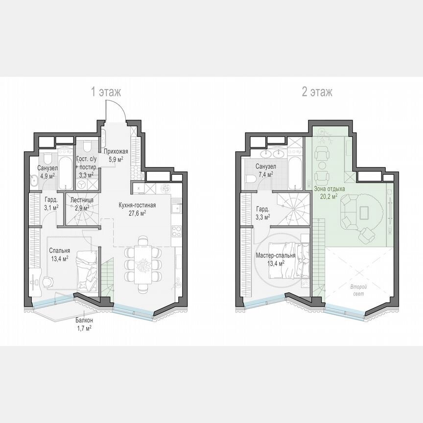 2-к. квартира, 84,8 м², 6/14 эт.
