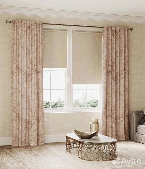 Штора портьерная Карара 150x260 см пепел розы