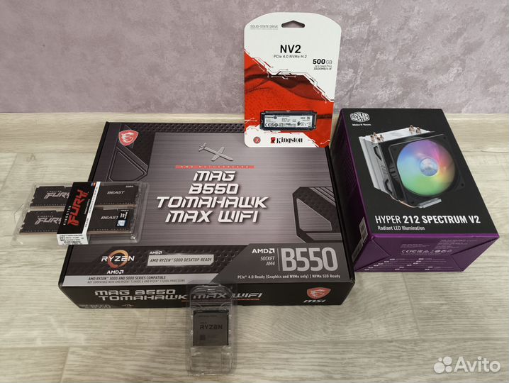 Ryzen 7 5700x/Msi B550Tamahawk WiFi/32Gb/SSD/Кулер