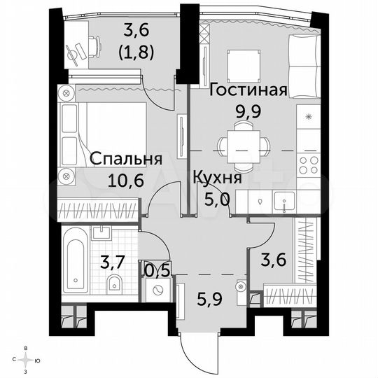 1-к. квартира, 41 м², 3/29 эт.