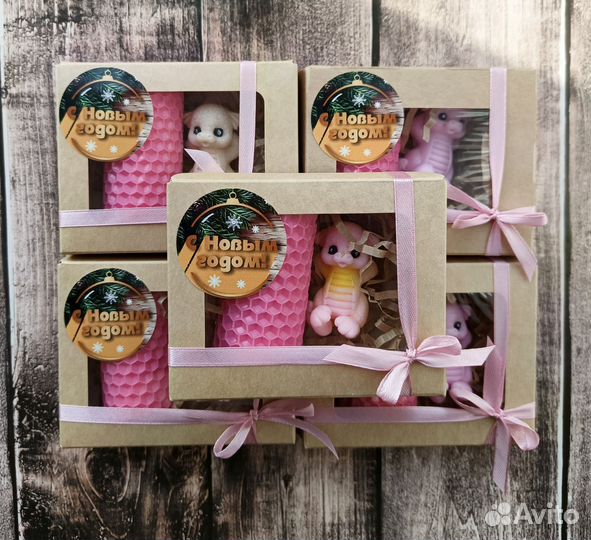 Свечи из вощины мыло ручной работы набор подарок