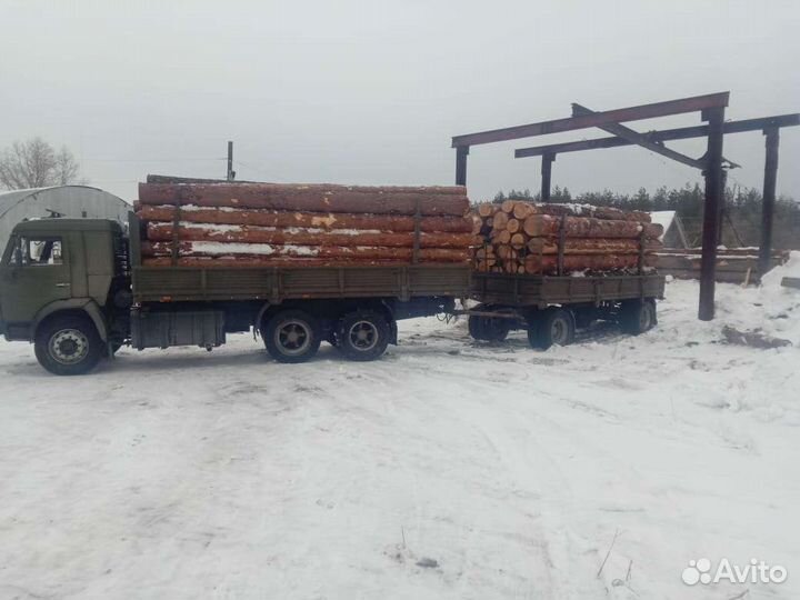 Услуги камаза с прицепом. лесовоз