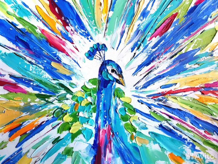 Картина. Абстракция. Павлин