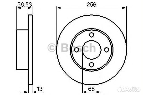 Диск торм. пер.256x13 4 отв. 0986478130 Bosch
