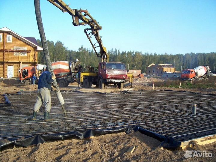 Бетонные работы отмостка фундамент площадка забор