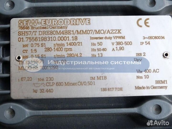 Редуктор SEW Eurodrive SH57/T DRE80M4BE1 0.75kW