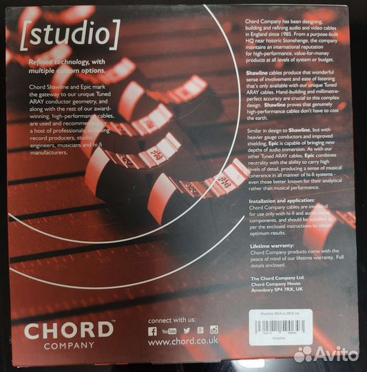 Кабель межблочный Chord Company Shawline 2rca 1м