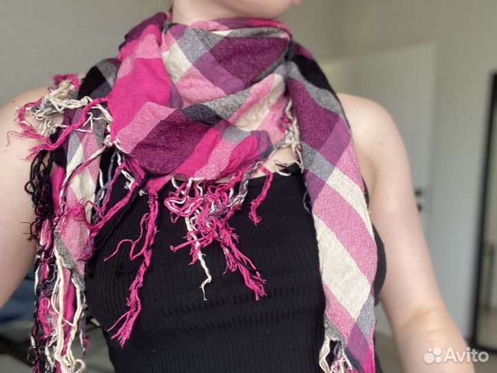 Палантин, шарф женский клетчатый