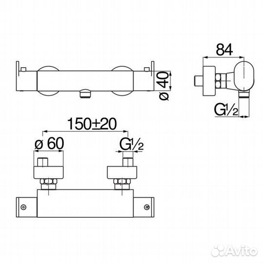 UP94030BM UP термостатический смеситель для душа
