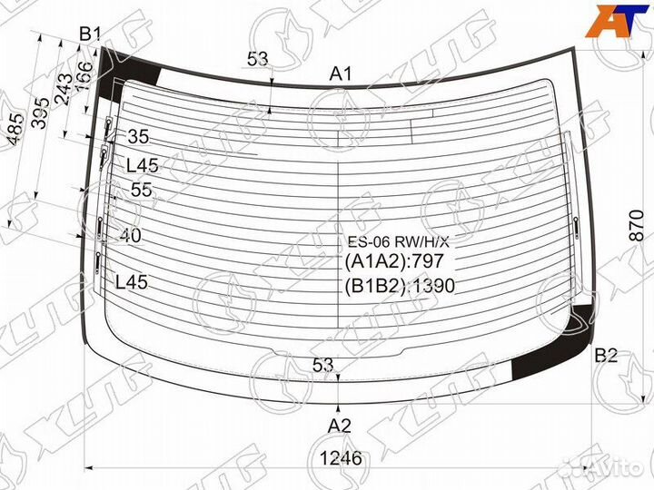 Стекло заднее Lexus ES
