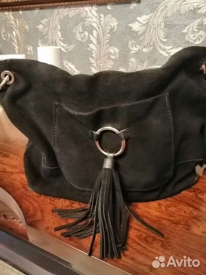 Сумка женская натуральная замша черная