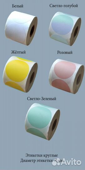 Термоэтикетки круглые 51мм, 70мм, 100мм