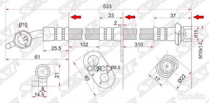 Шланг тормозной задний (Таиланд) toyota camry/V