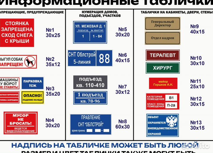 Адресные и офисные таблички под заказ