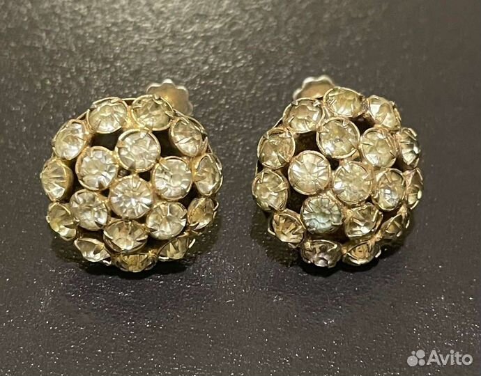Серьги СССР серебро 875 с горным хрусталем