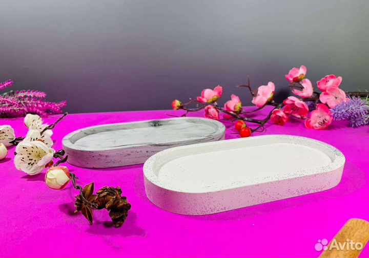 Силиконовая форма молд гипс бетон поднос Овал