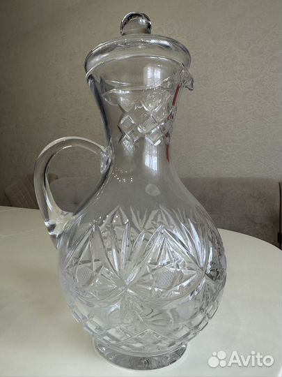 Новый хрустальный кувшин с крышкой Гусь-Хруст