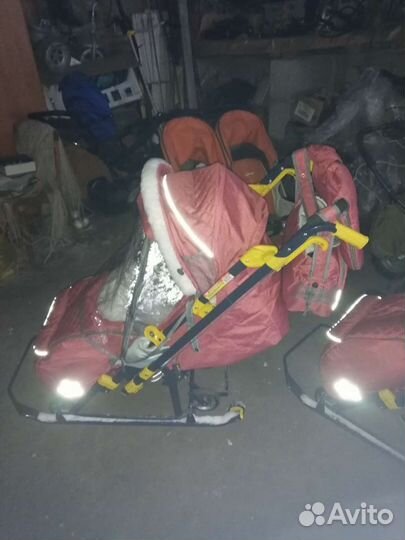 Детские санки коляска с колесами