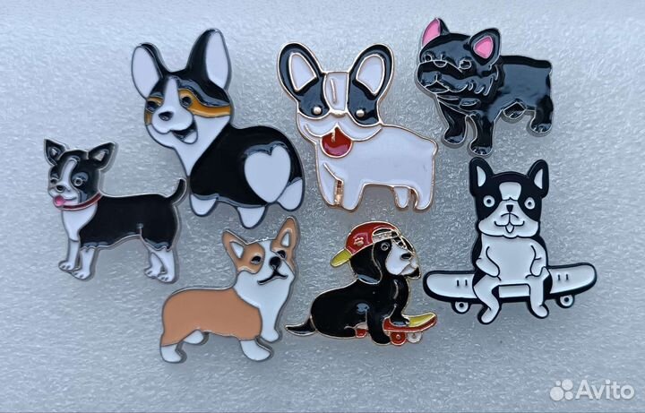 Значок пин Собака, Корги, Бульдог новый