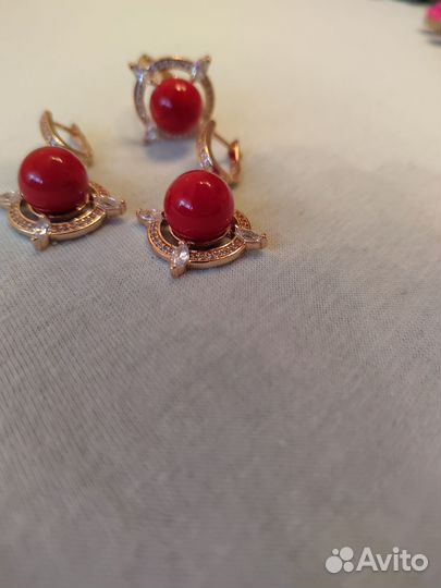 Серьги кольцо комплект праздничный
