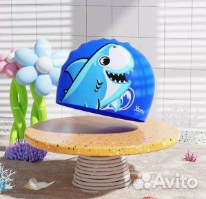 Шапочка для плавания с очками детская - Акула