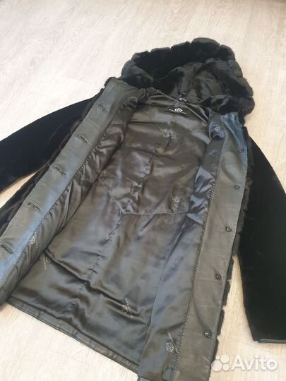 Шуба трансформер из норки и мутона, с капюшоном