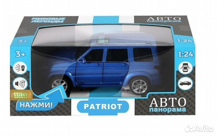 Модель УАЗ Патриот синий Автопанорама 1416