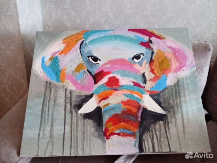 Картина маслом слон