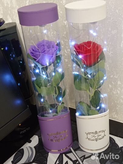 Роза в колбе с подсветкой