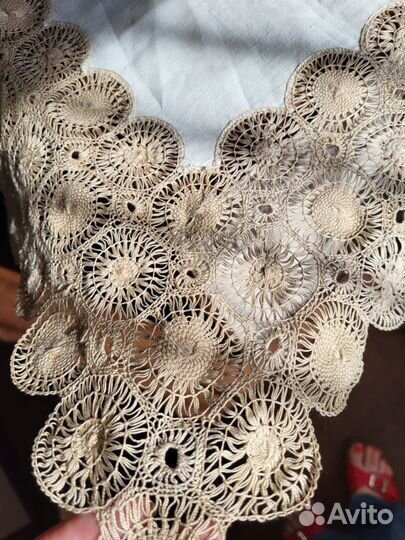 Скатерть игольное кружево/лен