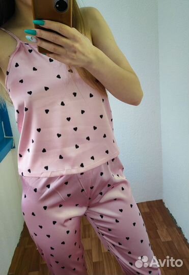 Пижама женская атласная новая розовая 42-44-46