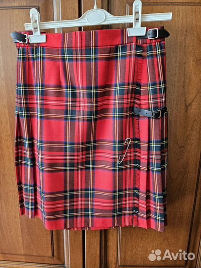 Юбка женская килт,цвет красный,100% шерсть