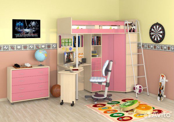 Кровать-чердак Теремок М-85