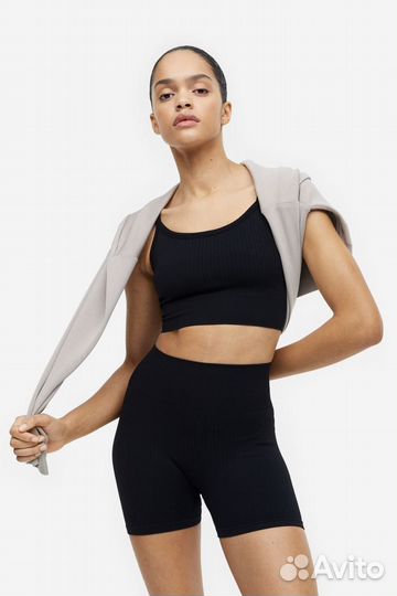 H&M Шорты спортивные в рубчик черные M