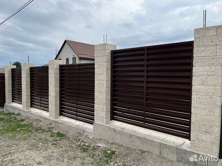 Заборы из профнастила, 3д сетка, штакетник