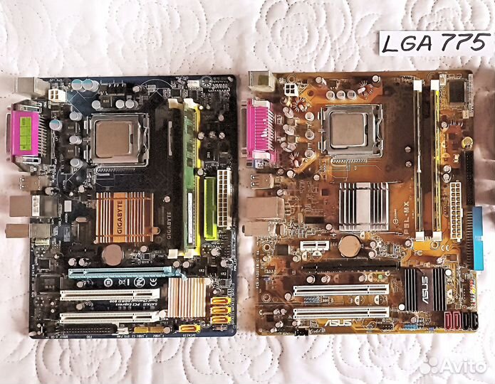 LGA - 775, мать + проц + память (2 шт. )