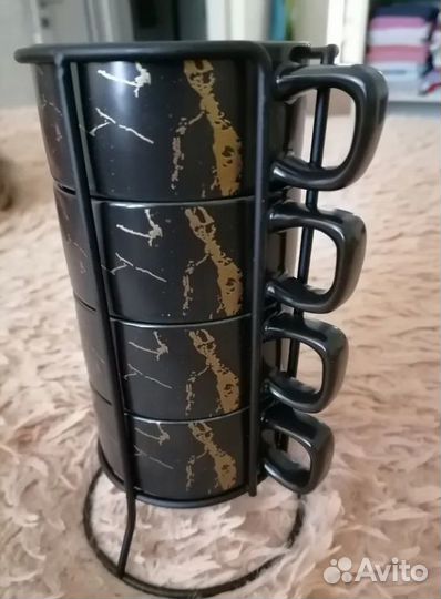 Набор кофейных чашек на подставке