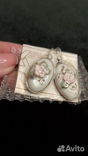 Винтажные серьги новые Кисловодский фарфор