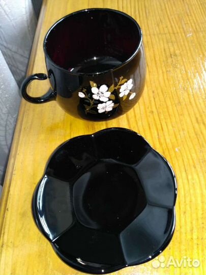Чайный сервиз чёрное стекло