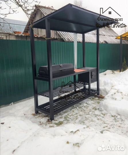 Мангал лофт с крышей