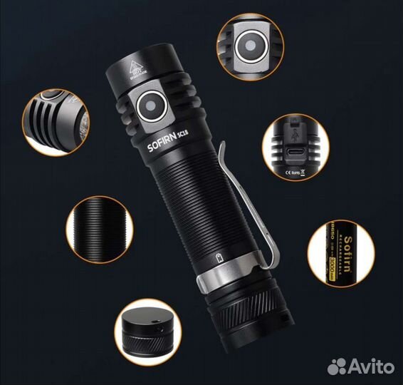 Мощный карманный фонарь Sofirn SC18 1800lm 217м