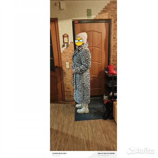 Шуба из экомеха женская Леопард