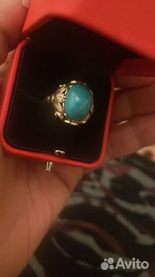 Золотое кольцо бирюза