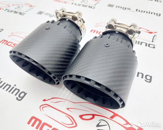 2 Насадки выхлоп Akrapovic Jet black карбон 102мм